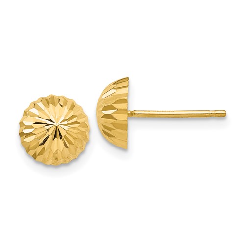 10k Gold Diamond-cut 8mm Domed Post Earrings