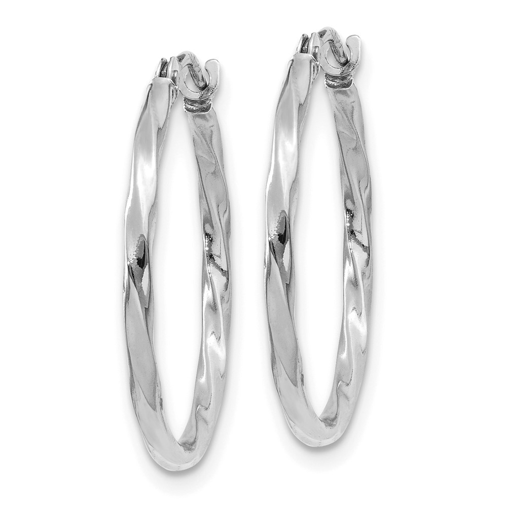 10k White Gold Polished Twisted Hoops (10YE1779)