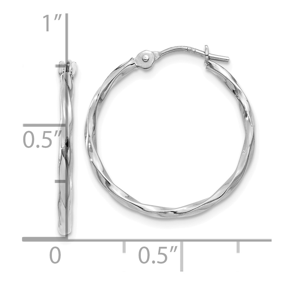 10k White Gold Polished Twisted Hoops (10YE1779)