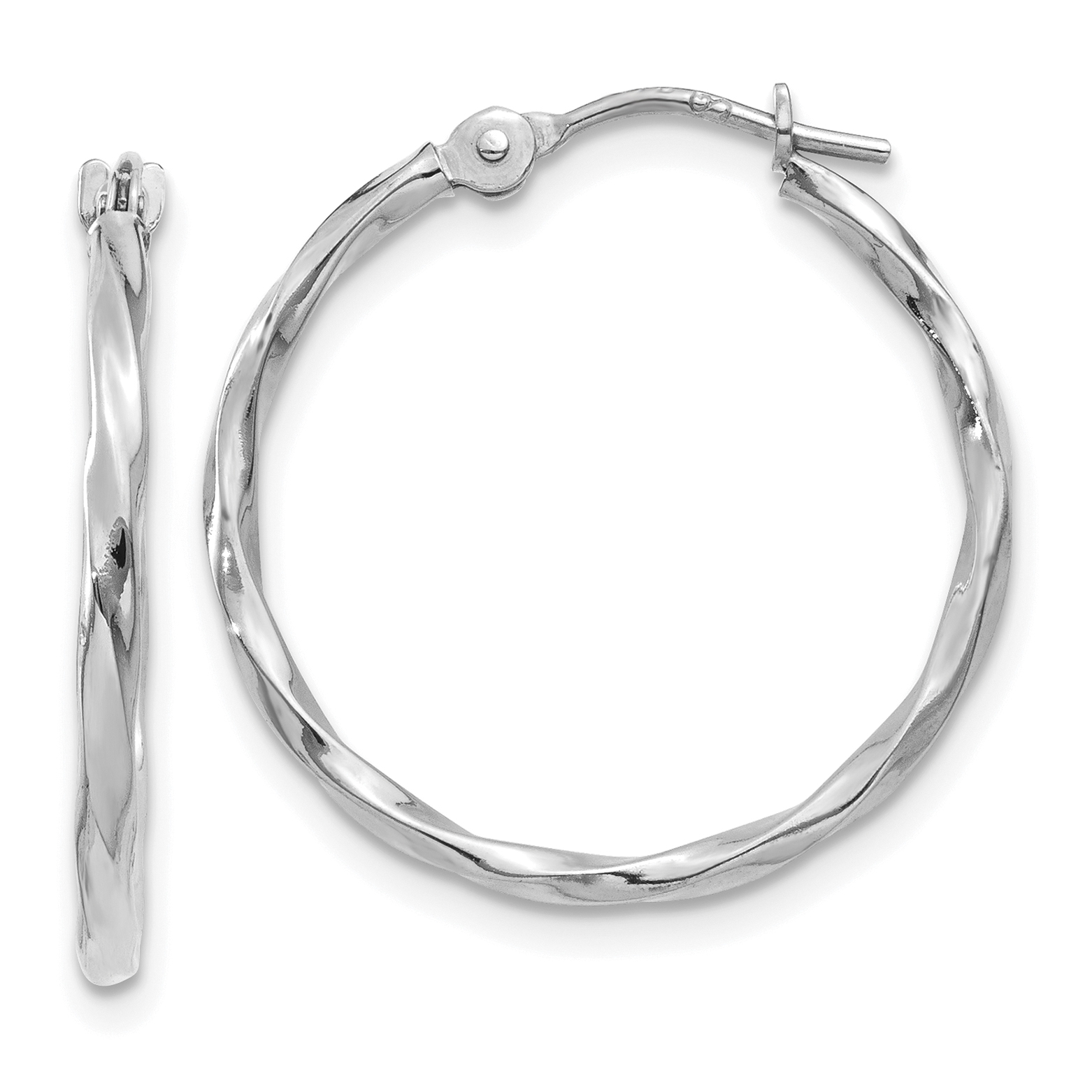 10k White Gold Polished Twisted Hoops (10YE1779)