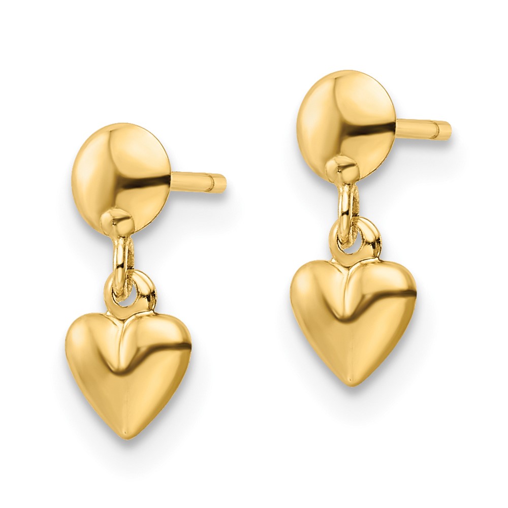 10k Polished Heart Post Dangle Earrings (10YE2049)
