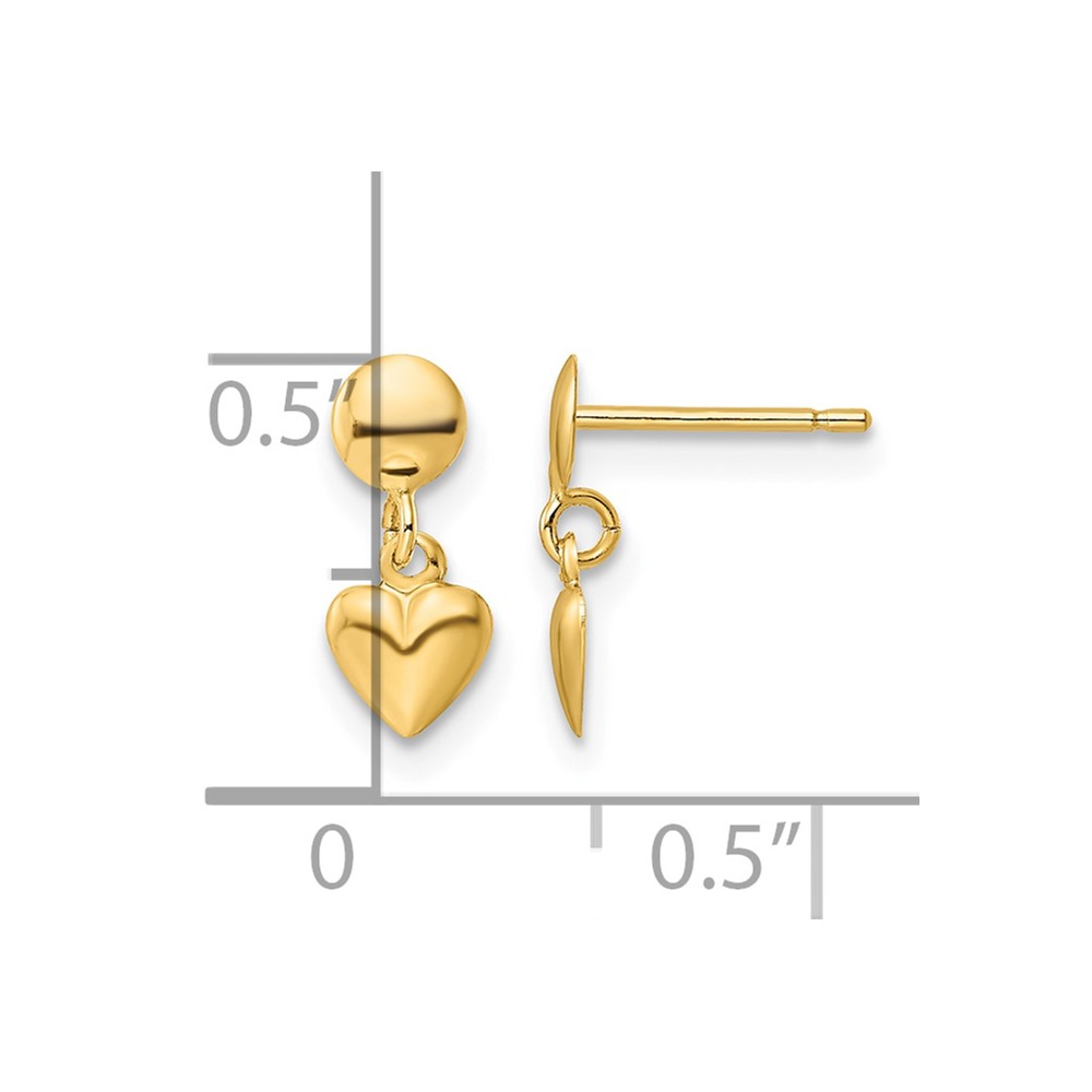 10k Polished Heart Post Dangle Earrings (10YE2049)
