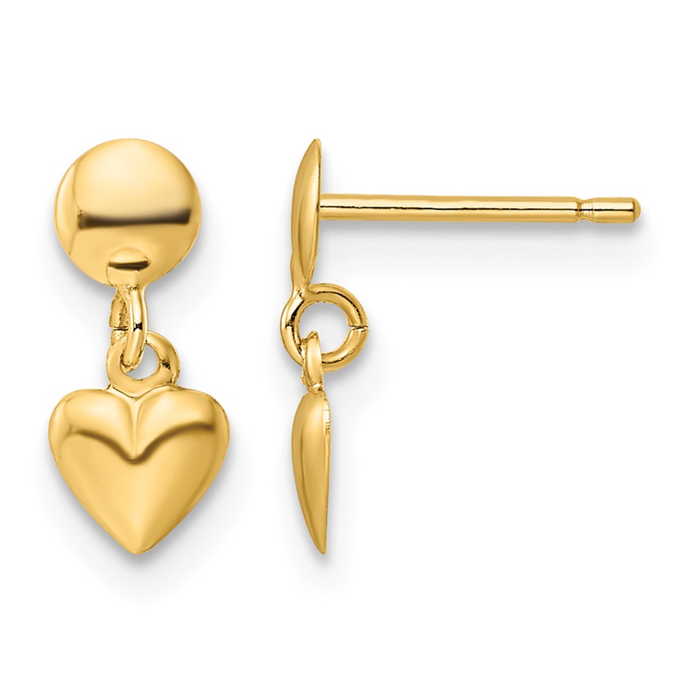 10k Polished Heart Post Dangle Earrings (10YE2049)