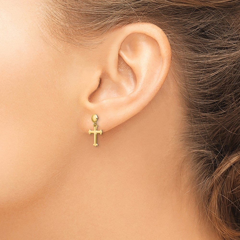 10k Polished Cross Post Dangle Earrings (10YE2124)