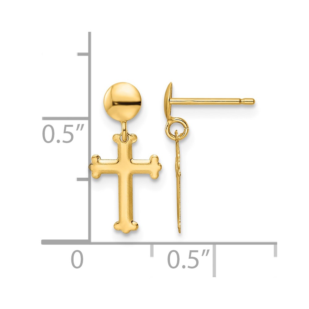 10k Polished Cross Post Dangle Earrings (10YE2124)
