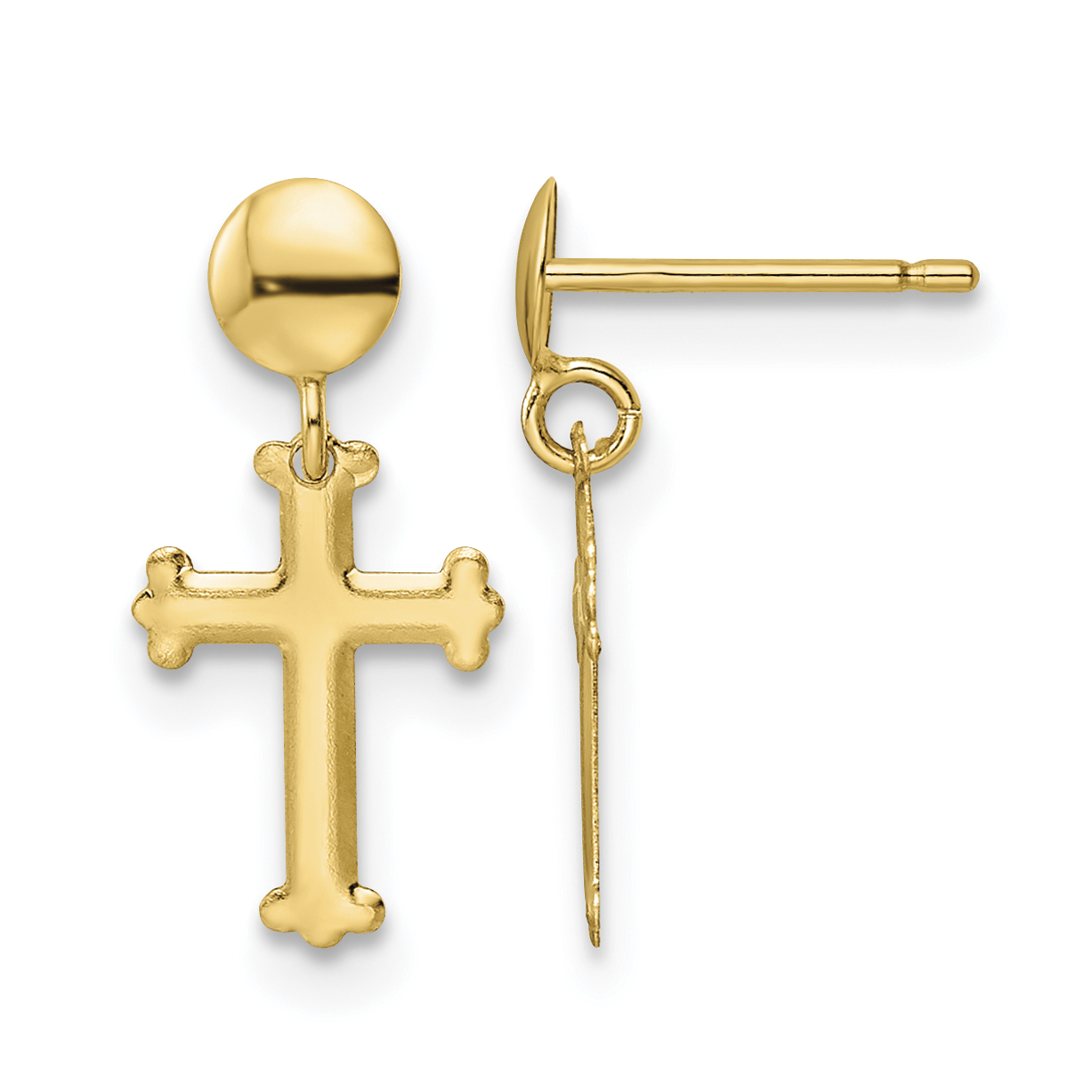 10k Polished Cross Post Dangle Earrings (10YE2124)