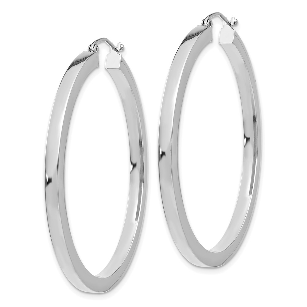 10k White Gold 3mm Polished Square Tube Hoop Earrings (10Z1119)