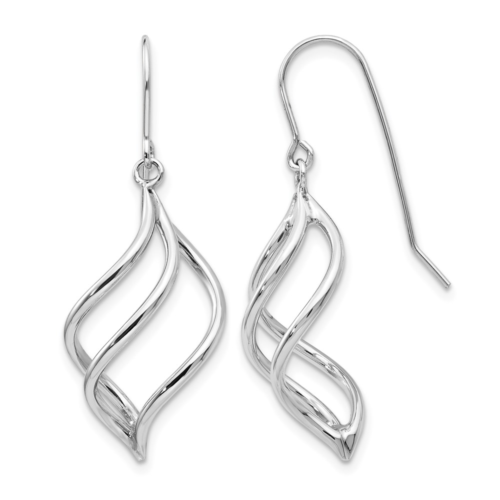 10k White Gold Swirl Dangle Earrings (10Z1155)