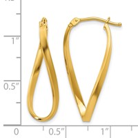 10K Yellow Gold Small Twisted Hoop Earrings view 3