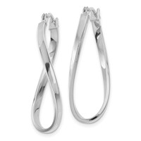 10K White Gold Twisted Hoop Earrings view 2