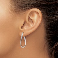 10K White Gold Twisted Hoop Earrings view 4