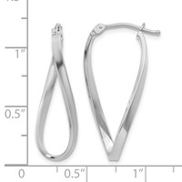 10K White Gold Twisted Hoop Earrings view 3