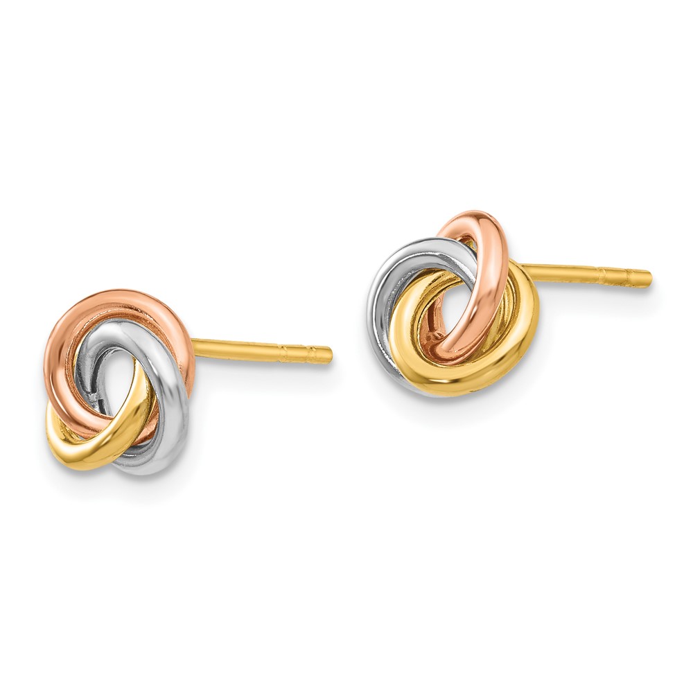10k Tri-color Twisted Knot Post Earrings (10Z1239)