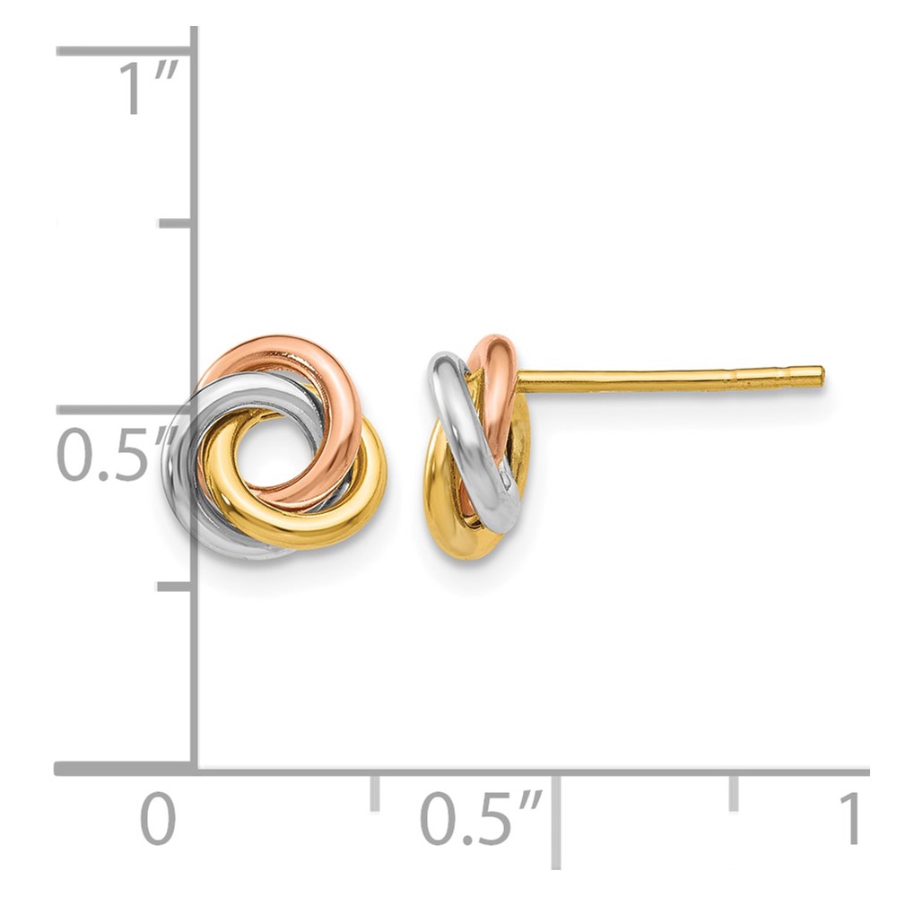 10k Tri-color Twisted Knot Post Earrings (10Z1239)