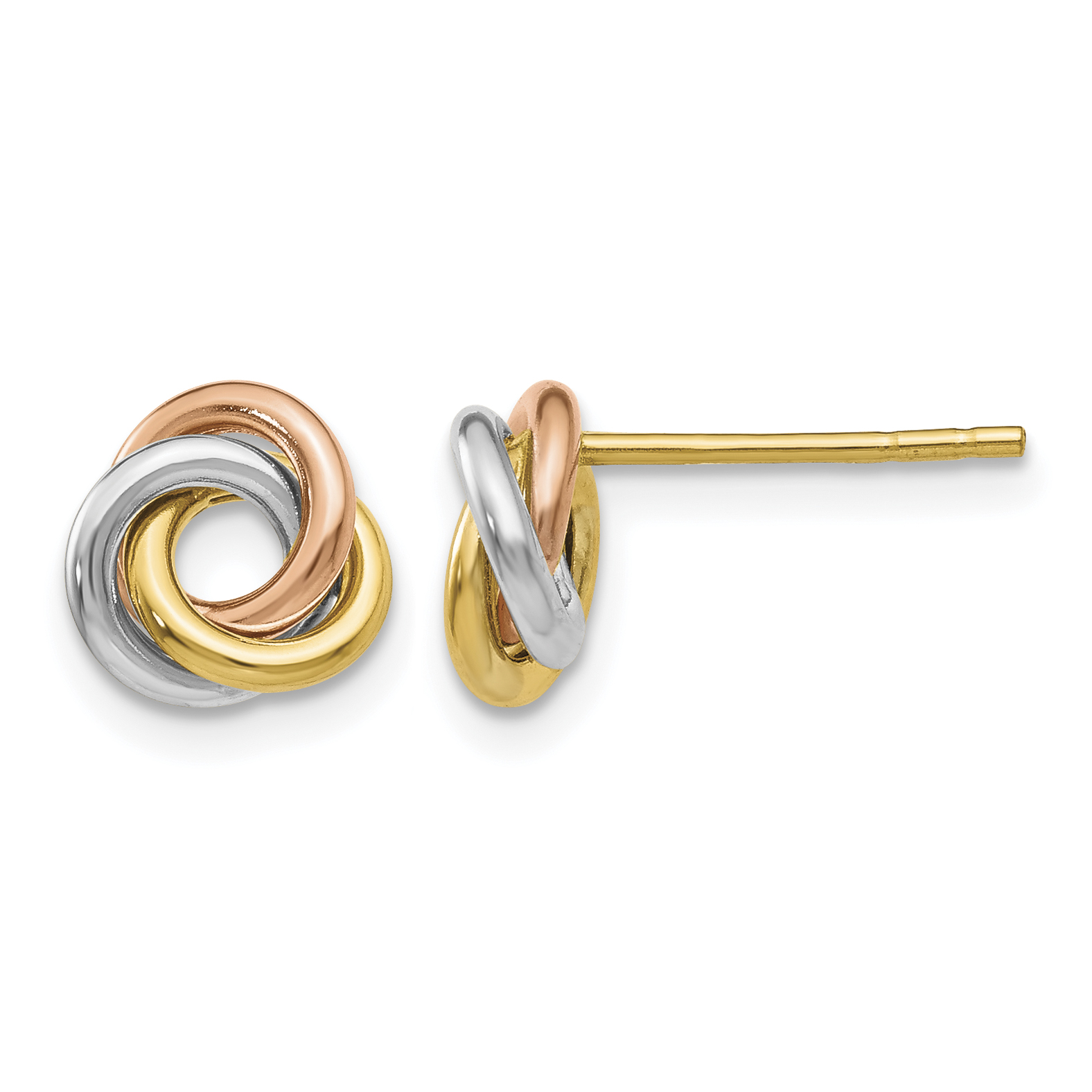 10k Tri-color Twisted Knot Post Earrings (10Z1239)