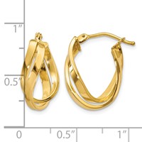 10K Yellow Gold Twisted Hoop Earrings view 4