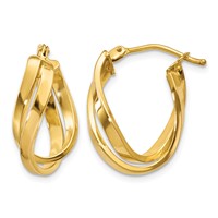 10K Yellow Gold Twisted Hoop Earrings view 1