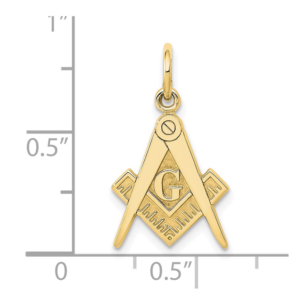10k Polished and Textured Masonic Symbol Charm (10ZC436)
