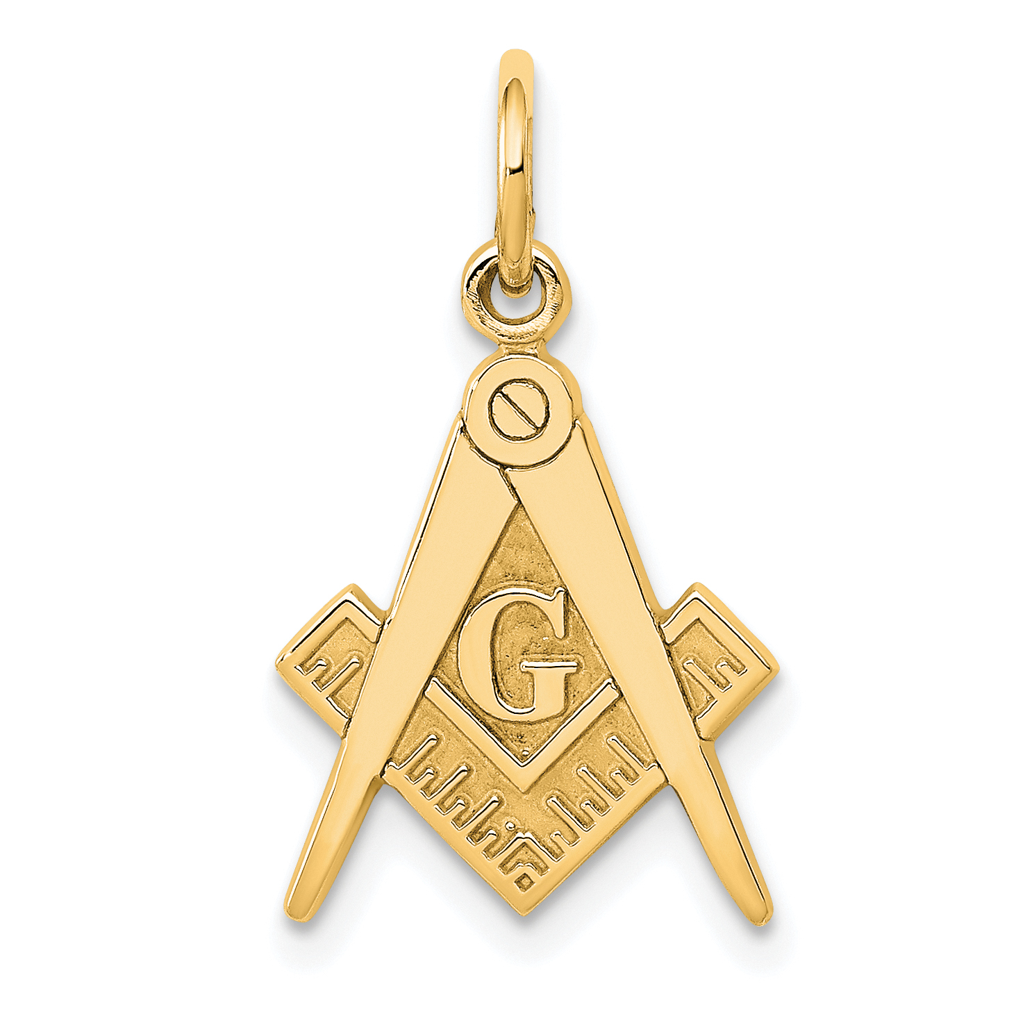 10k Polished and Textured Masonic Symbol Charm (10ZC436)