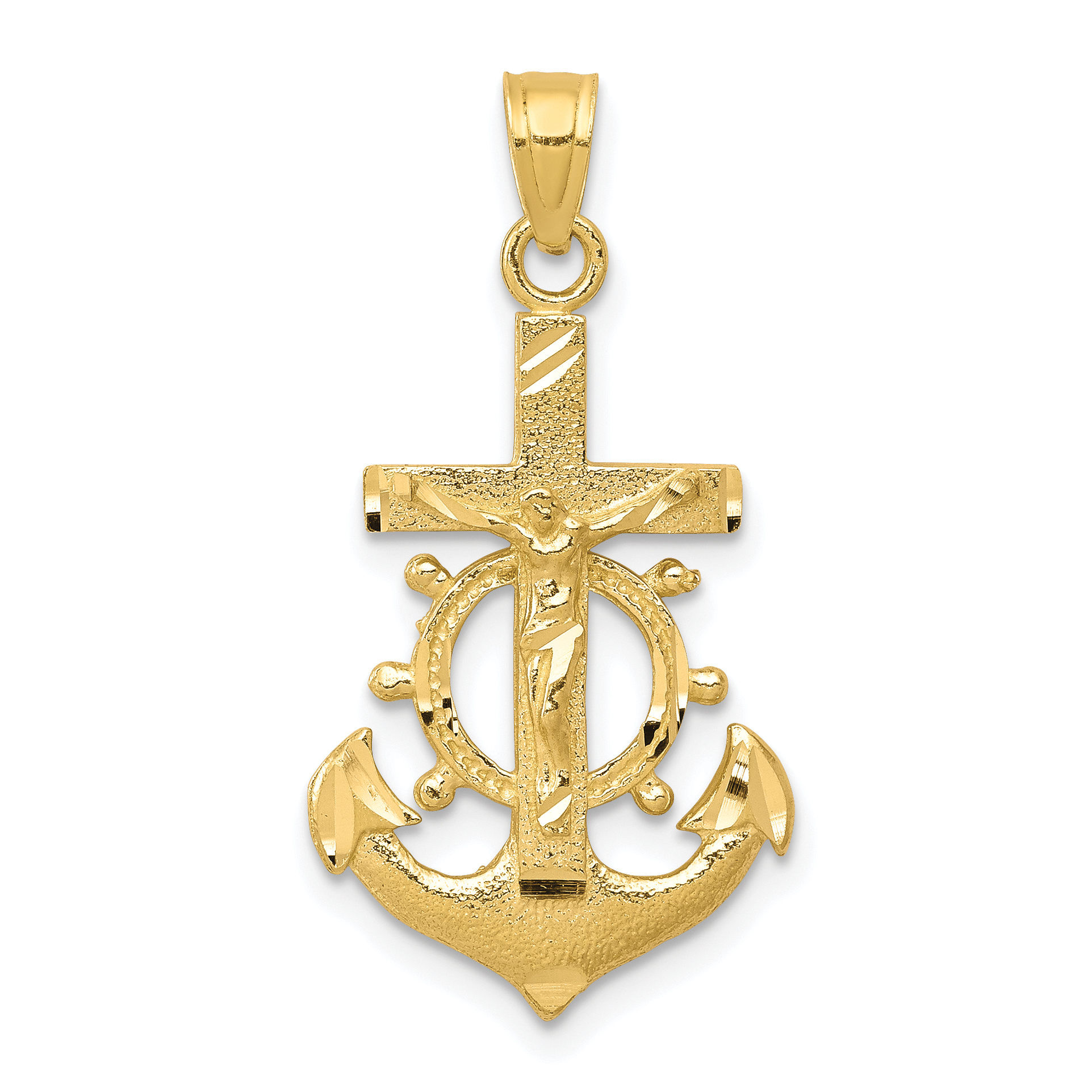 10K Yellow Gold Mariner Crucifix Pendant