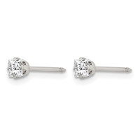 Inverness Stainless Steel 3mm Square CZ Post Piercing Earrings view 2