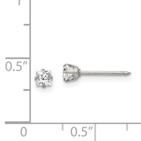 Inverness Stainless Steel 3mm Square CZ Post Piercing Earrings view 4