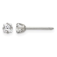 Inverness Stainless Steel 3mm Square CZ Post Piercing Earrings view 1