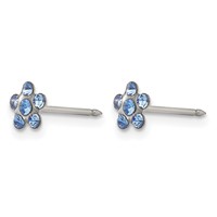 Inverness Stainless Steel Blue Crystal Flower Post Piercing Earrings view 2