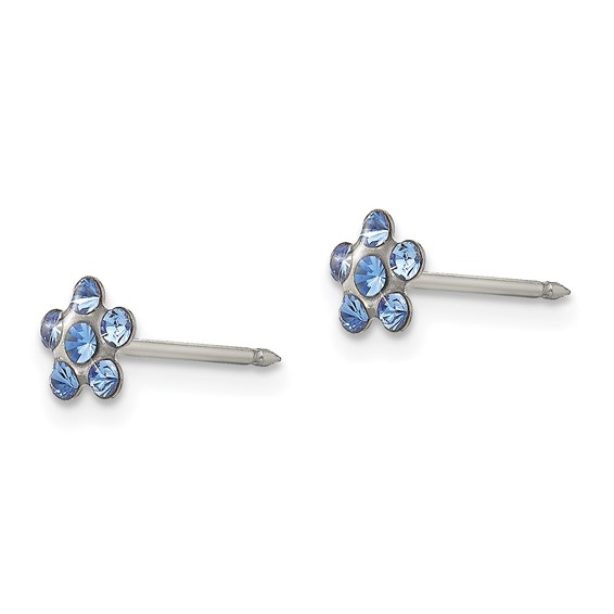 Inverness Stainless Steel Blue Crystal Flower Post Piercing Earrings