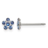 Inverness Stainless Steel Blue Crystal Flower Post Piercing Earrings view 1