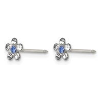 Inverness Stainless Steel Clear and Blue Crystal Flower Post Piercing Earrings view 2