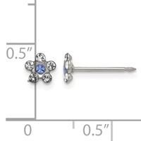 Inverness Stainless Steel Clear and Blue Crystal Flower Post Piercing Earrings view 4