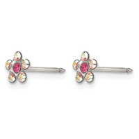 Inverness Stainless Steel Clear and Rose Crystal Flower Post Piercing Earrings view 2