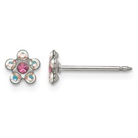 Inverness Stainless Steel Clear and Rose Crystal Flower Post Piercing Earrings view 1