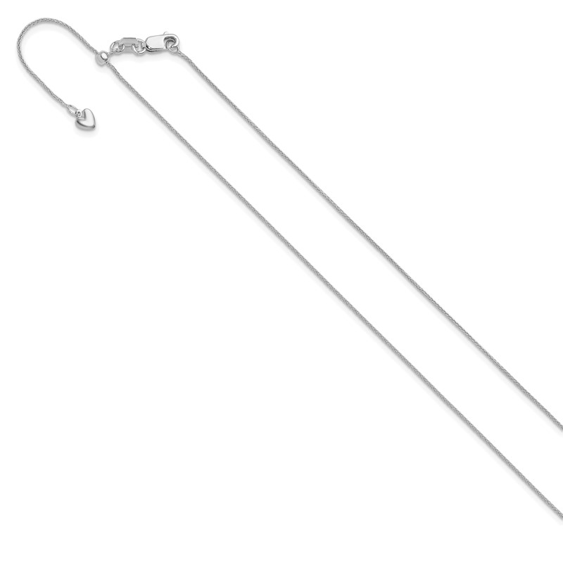 14K White Gold Adjustable .85mm Wheat Chain