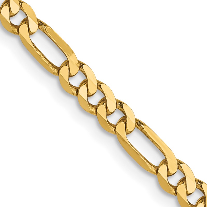 14K 3mm Flat Figaro Chain