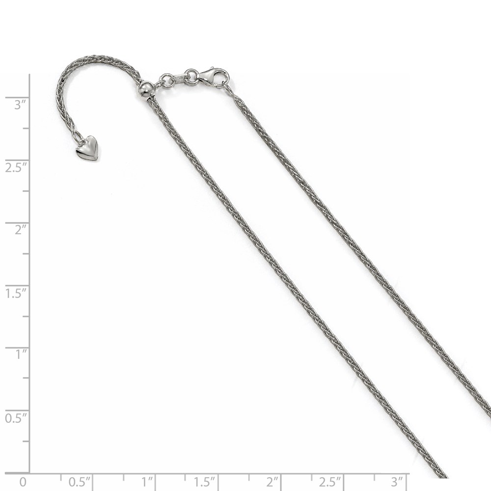 22" 14K White Gold Adjustable 1.5mm Wheat Chain Necklace - Picture 2 of 2