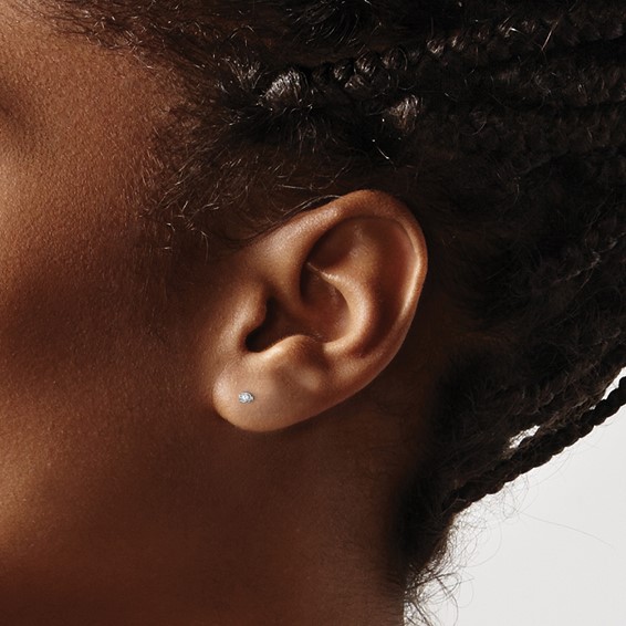 Inverness 14k White Gold 2mm CZ Post Piercing Earrings