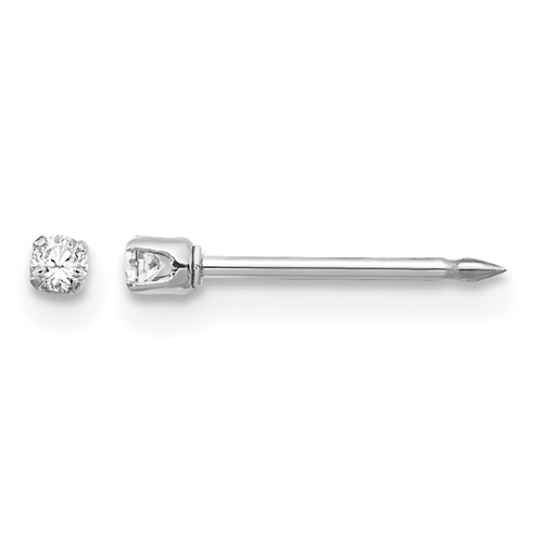 Inverness 14K White Gold 2mm CZ Post Piercing Earrings
