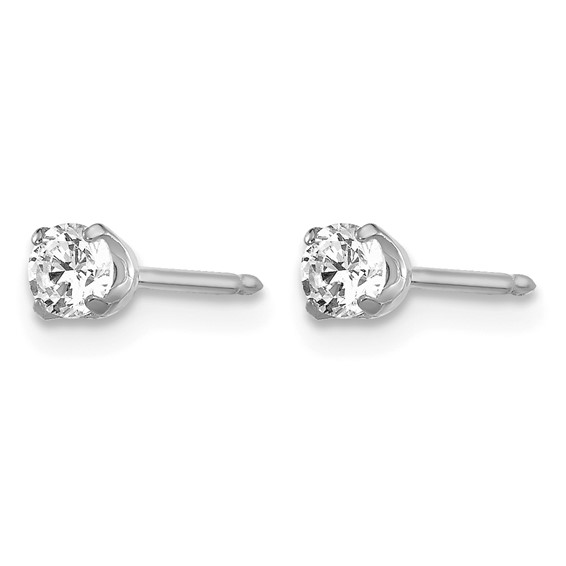 Inverness 14k White Gold 3mm CZ Post Piercing Earrings