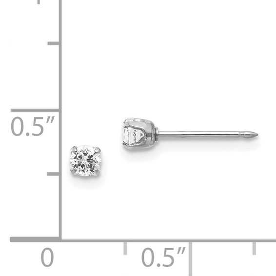 Inverness 14k White Gold 3mm CZ Post Piercing Earrings