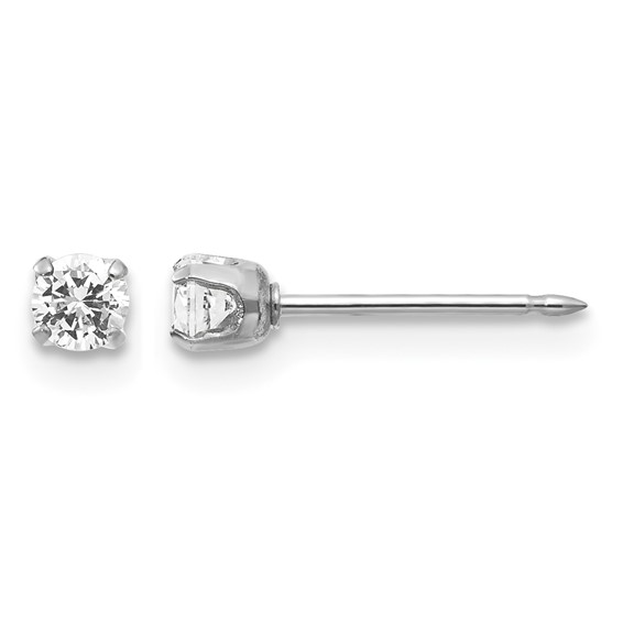 Inverness 14k White Gold 3mm CZ Post Piercing Earrings