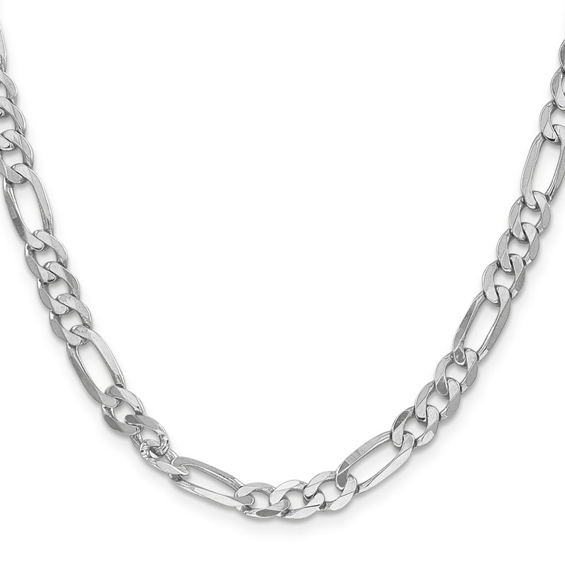 14K White Gold 6mm Flat Figaro Chain
