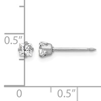 Inverness 14K White Gold 3mm Square CZ Post Piercing Earrings view 4