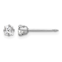 Inverness 14K White Gold 3mm Square CZ Post Piercing Earrings view 1