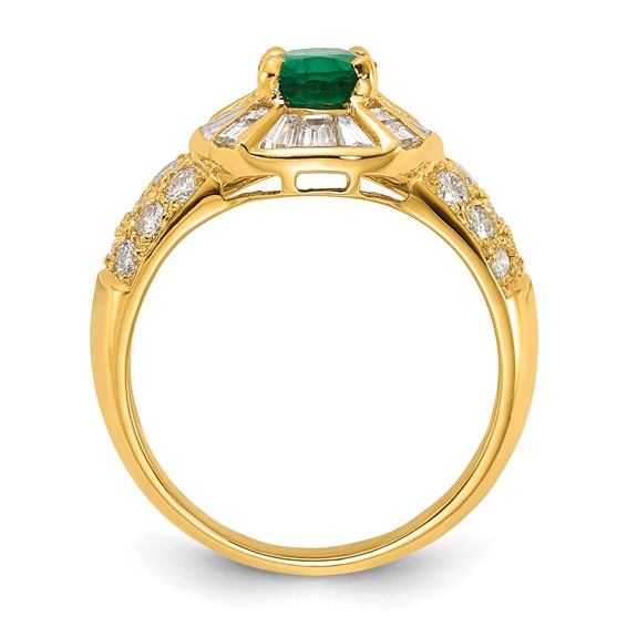 18K Yellow Gold Polished Oval Emerald & Diamond Ring