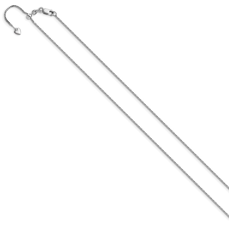 14K White Gold Adjustable 1mm  D/C Box Chain