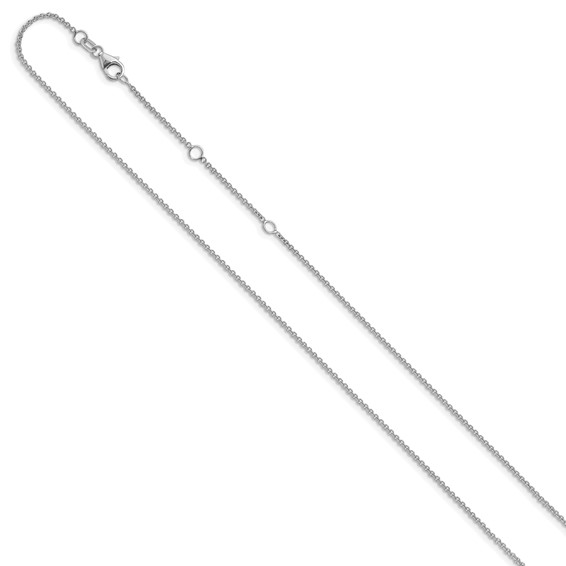Leslie's 14k White Gold 1.4mm Round Cable 2in+2in Adjustable Chain