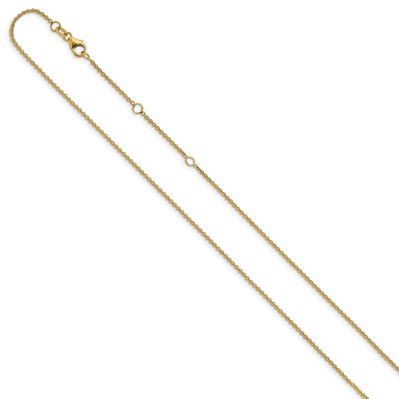 14k 1.4mm Round Cable 1in+1in Adjustable Chain