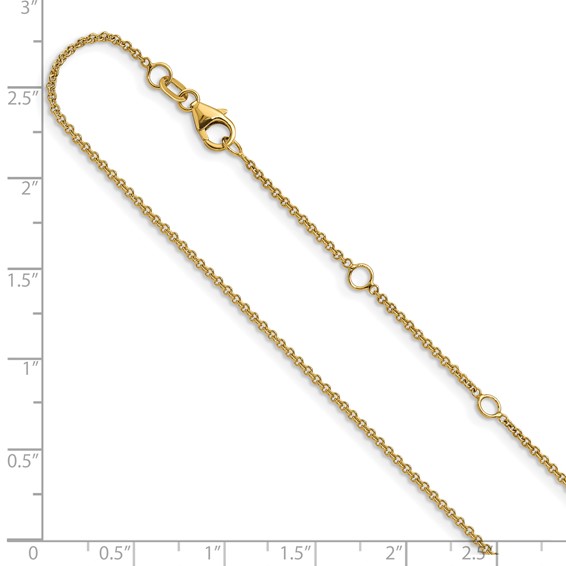 Leslie's 14k 1.4mm Round Cable 2in+2in Adjustable Chain